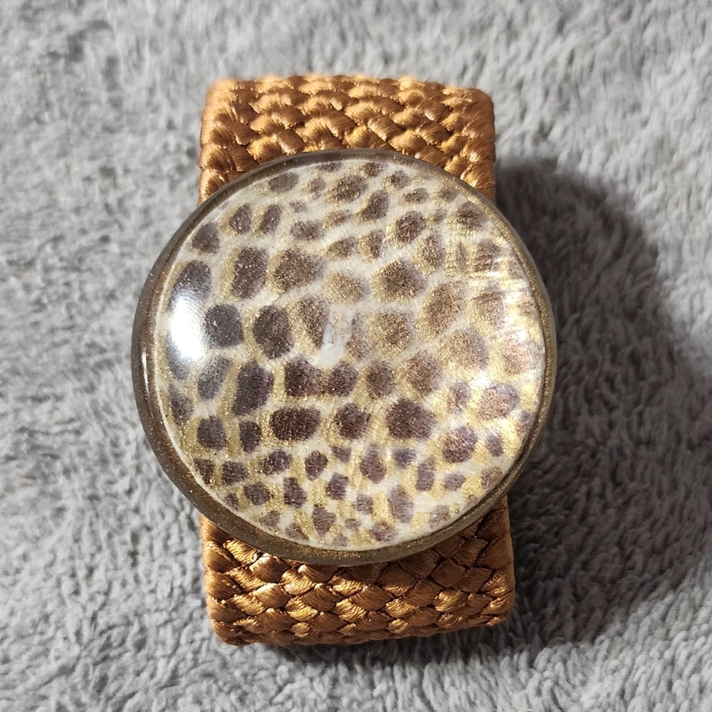 Source Unknown Leopard Print Bracelet with Tan Band